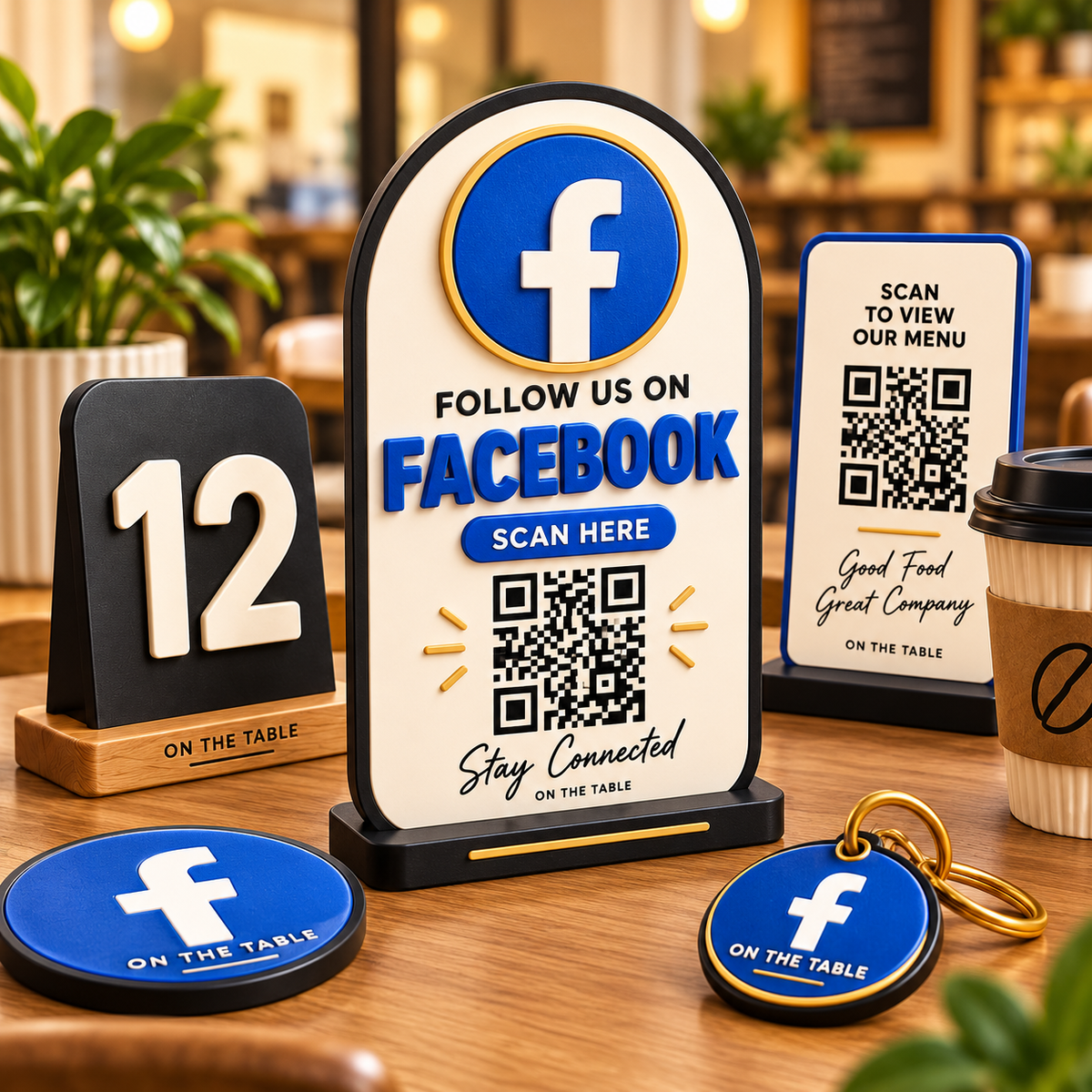 3D-printed Facebook QR code social card for cafés