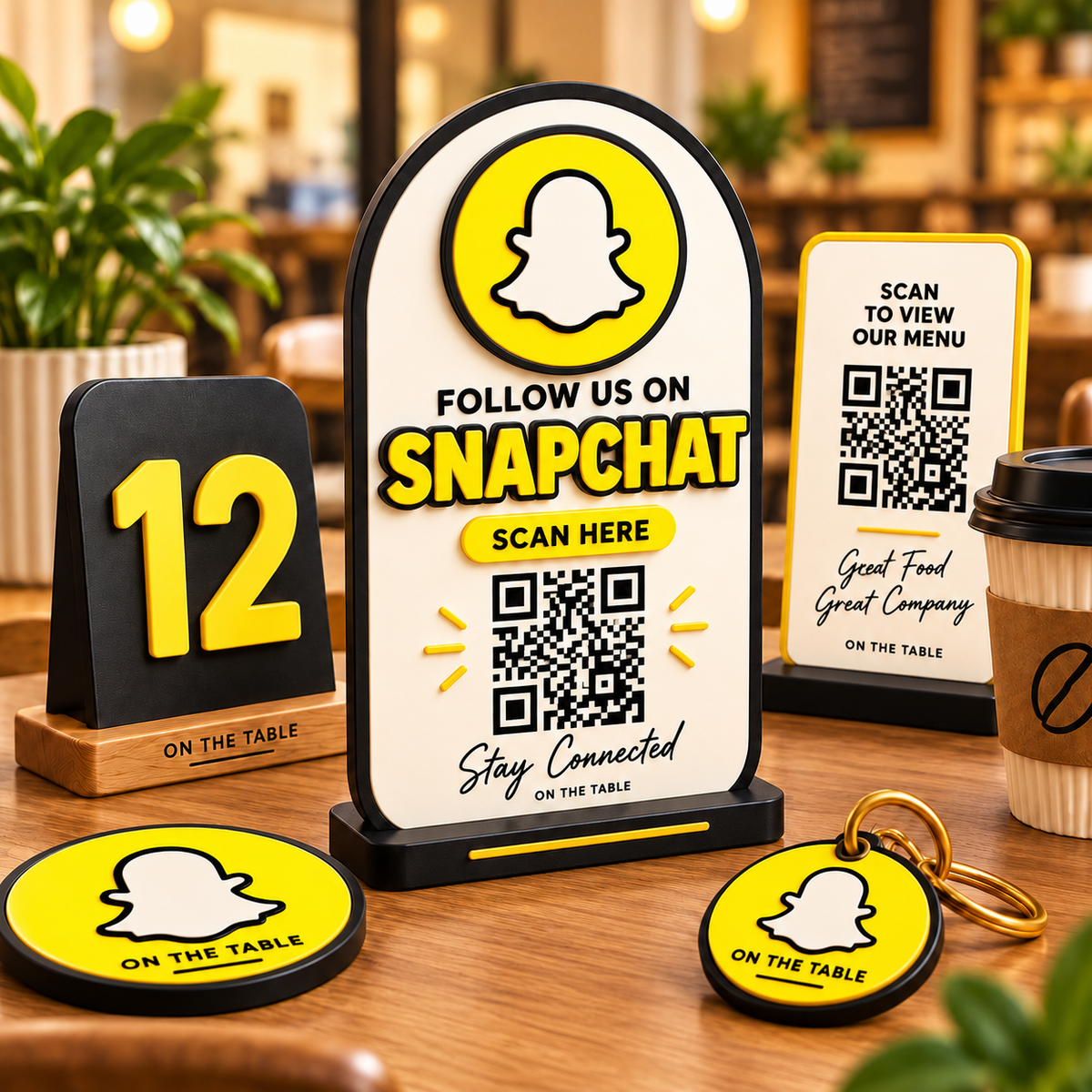 3D-printed Snapchat QR code social card for cafés