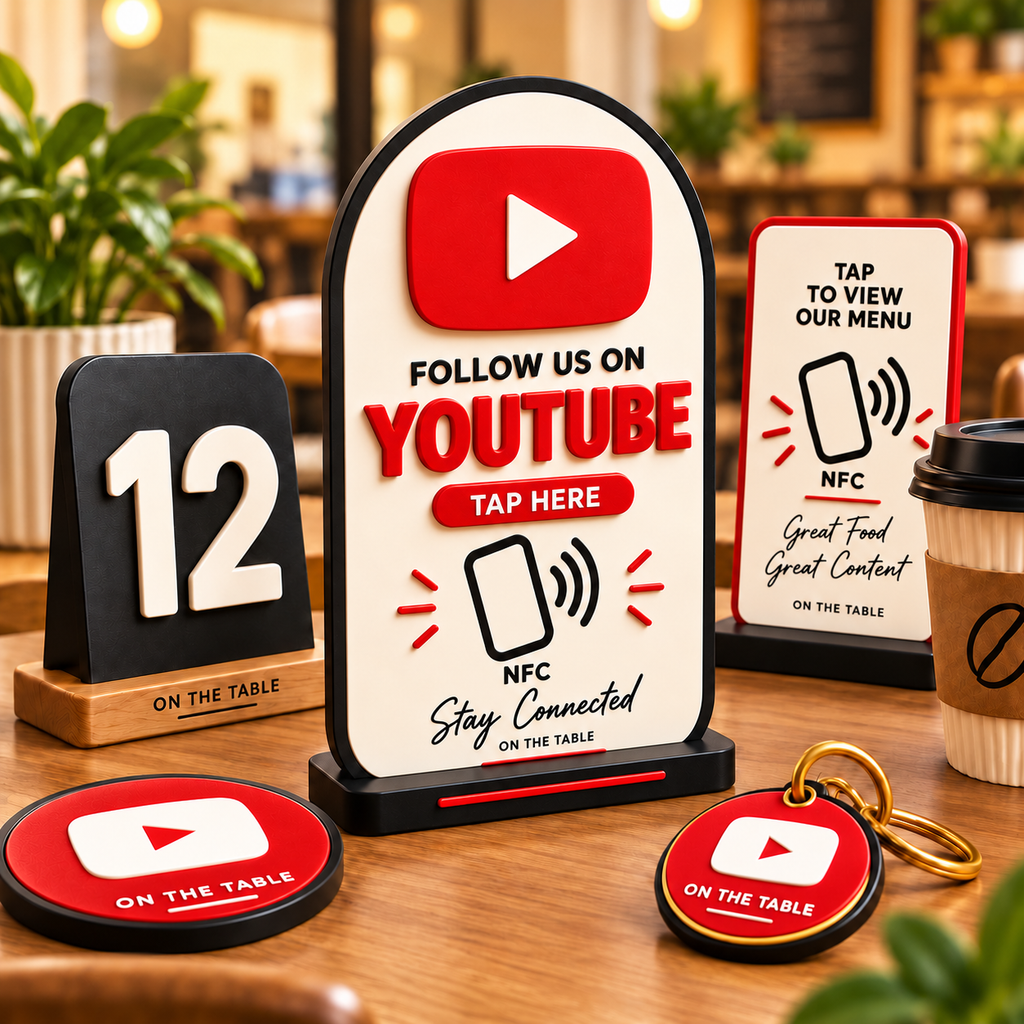 NFC tap-ready social media sign display
